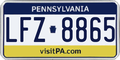 PA license plate LFZ8865