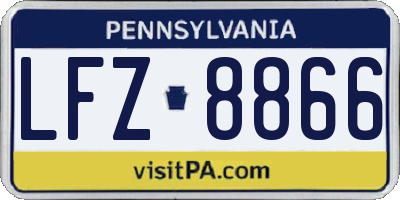 PA license plate LFZ8866