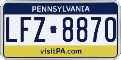 PA license plate LFZ8870