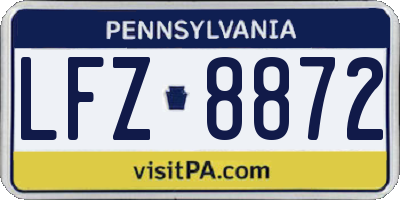 PA license plate LFZ8872
