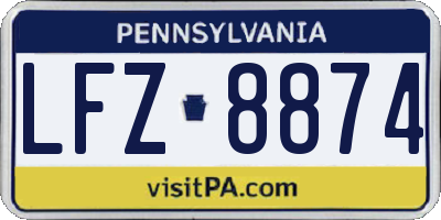 PA license plate LFZ8874