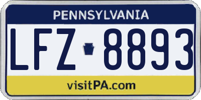 PA license plate LFZ8893