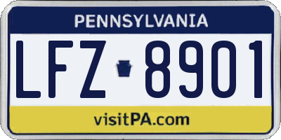 PA license plate LFZ8901