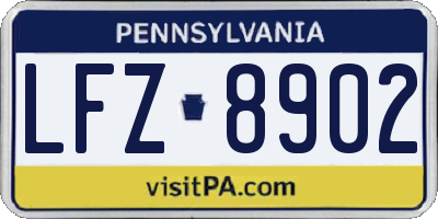 PA license plate LFZ8902
