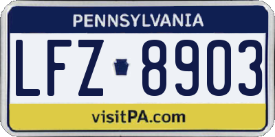 PA license plate LFZ8903