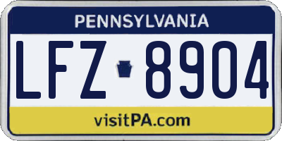 PA license plate LFZ8904