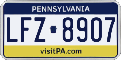 PA license plate LFZ8907