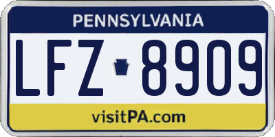PA license plate LFZ8909