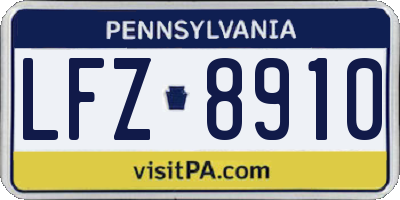 PA license plate LFZ8910