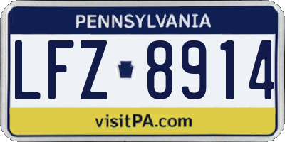 PA license plate LFZ8914