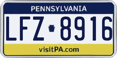 PA license plate LFZ8916