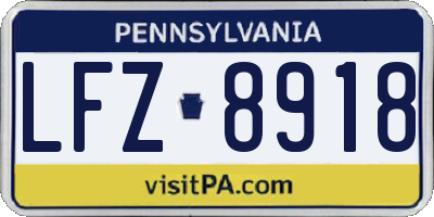 PA license plate LFZ8918