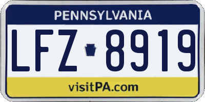 PA license plate LFZ8919