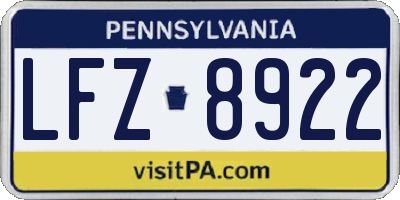 PA license plate LFZ8922