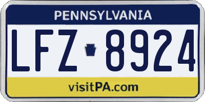 PA license plate LFZ8924