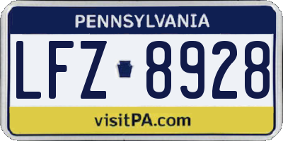 PA license plate LFZ8928