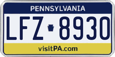 PA license plate LFZ8930