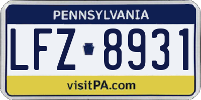 PA license plate LFZ8931