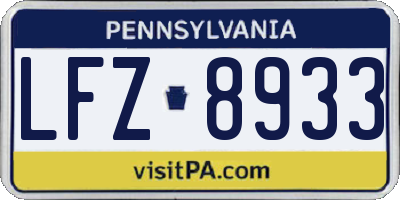 PA license plate LFZ8933