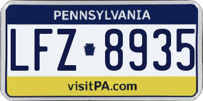 PA license plate LFZ8935