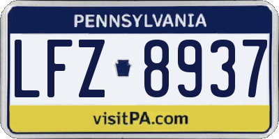 PA license plate LFZ8937