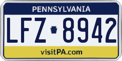 PA license plate LFZ8942