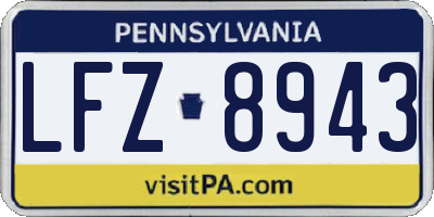 PA license plate LFZ8943
