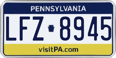 PA license plate LFZ8945