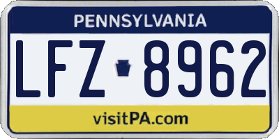PA license plate LFZ8962