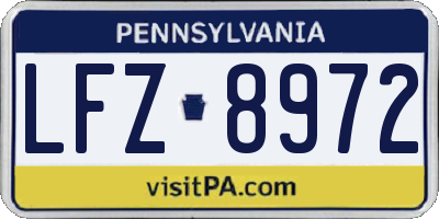 PA license plate LFZ8972