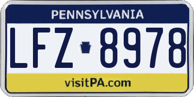 PA license plate LFZ8978