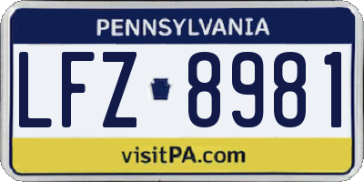PA license plate LFZ8981