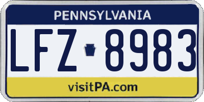 PA license plate LFZ8983