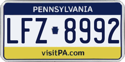 PA license plate LFZ8992