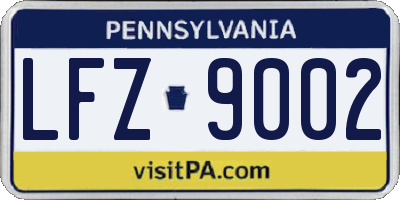 PA license plate LFZ9002