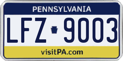 PA license plate LFZ9003