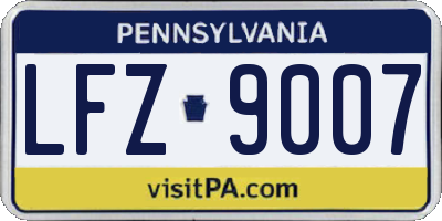 PA license plate LFZ9007