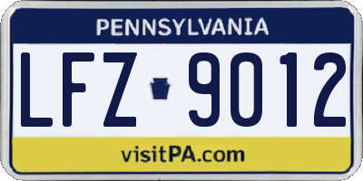 PA license plate LFZ9012