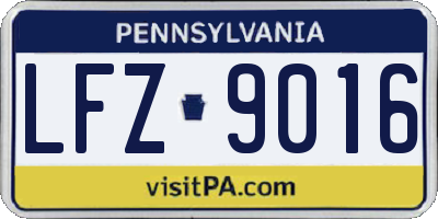 PA license plate LFZ9016