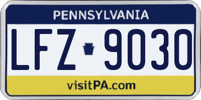 PA license plate LFZ9030