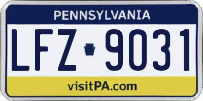 PA license plate LFZ9031