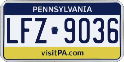 PA license plate LFZ9036