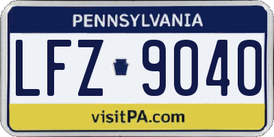 PA license plate LFZ9040