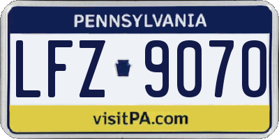 PA license plate LFZ9070