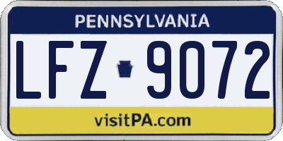 PA license plate LFZ9072