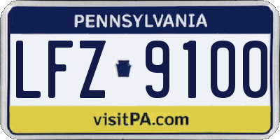 PA license plate LFZ9100