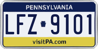 PA license plate LFZ9101