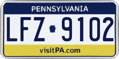 PA license plate LFZ9102