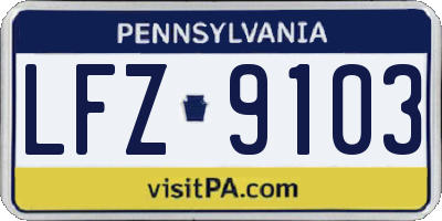PA license plate LFZ9103