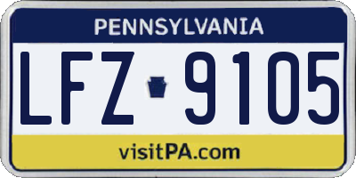 PA license plate LFZ9105